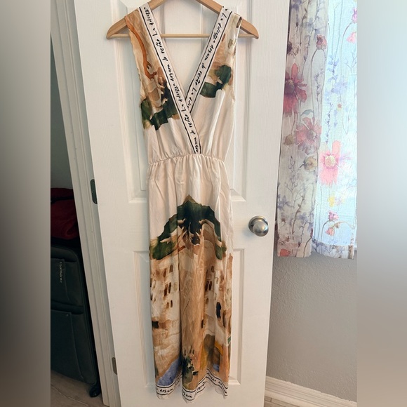 Mediterranean Painting Print Elegant Maxi Dress - Picture 4 of 9